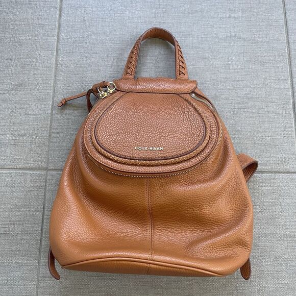 COLE HAAN Delilah Backpack Purse NEW Chestnut Brown Career Leather Lux - Picture 13 of 14